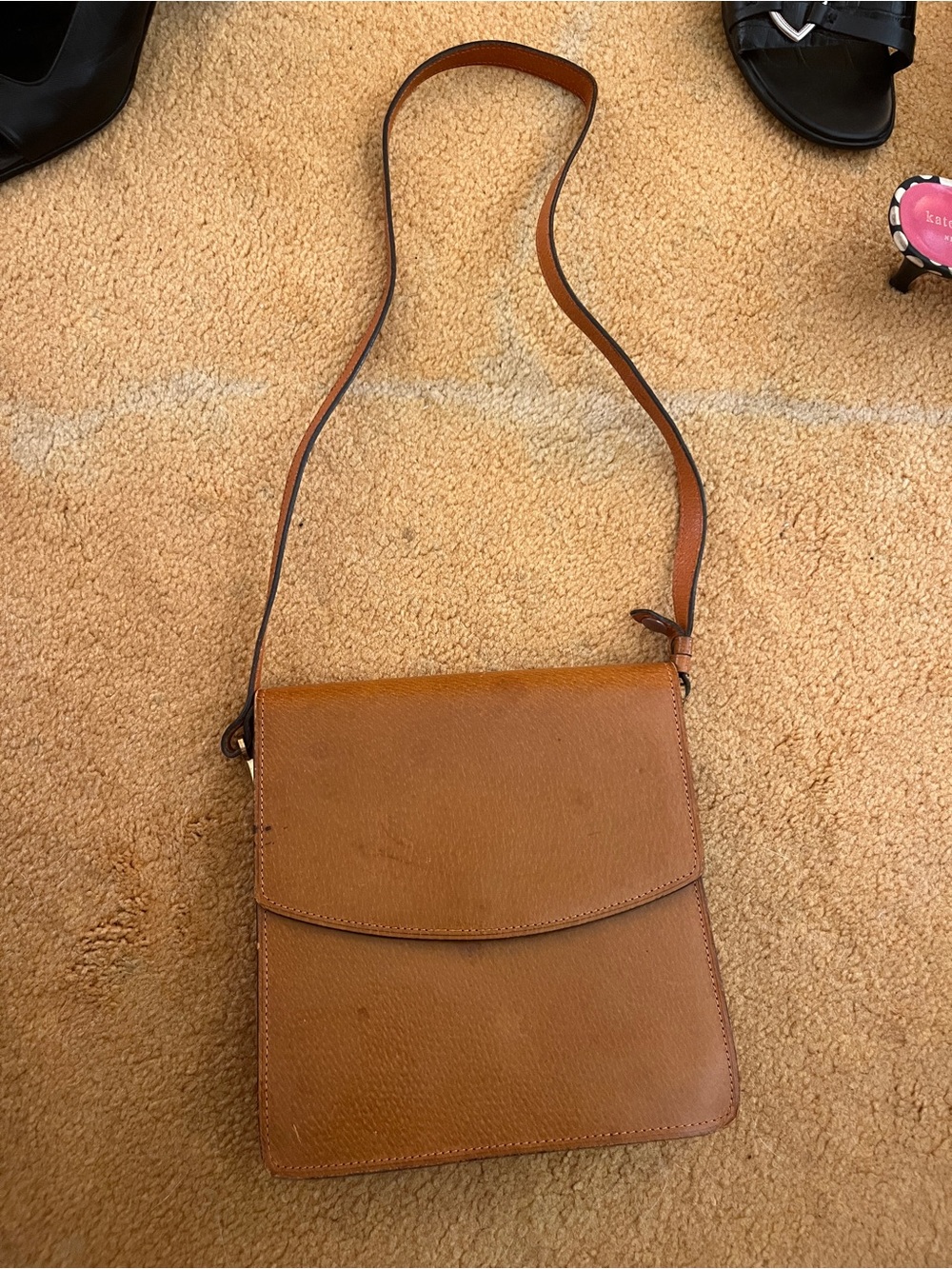 Classic Tan Genuine Leather Crossbody Bag